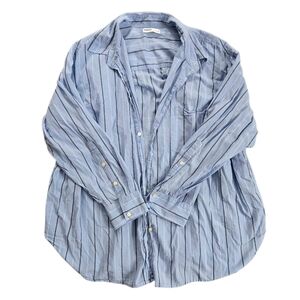 100% Cotton Striped Blue Button-down Shirt